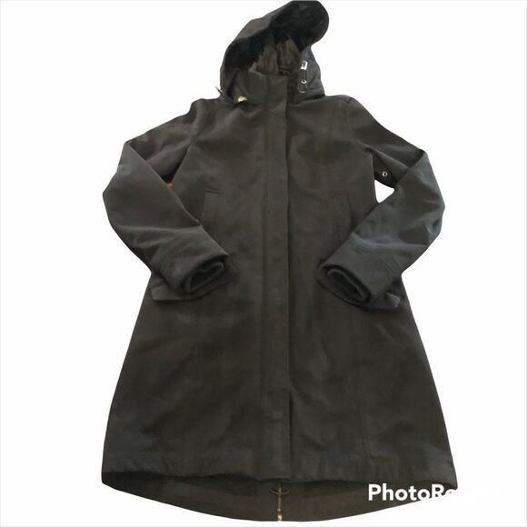 Roots Black Rain Trenchcoat Jacket Size Medium - Picture 2 of 13